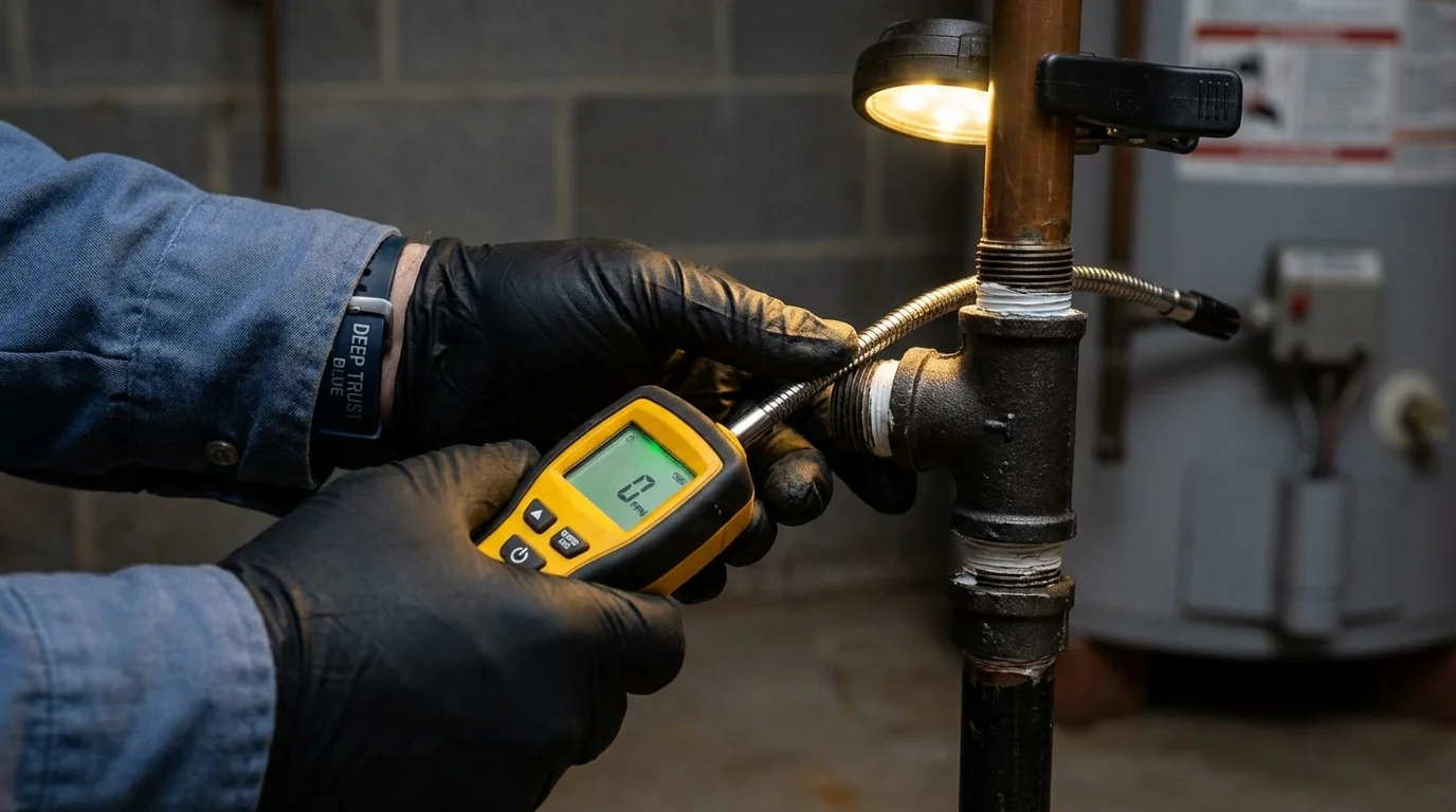 Gas leak detection with electronic sniffer by Johns Plumbing LLC in Jordan