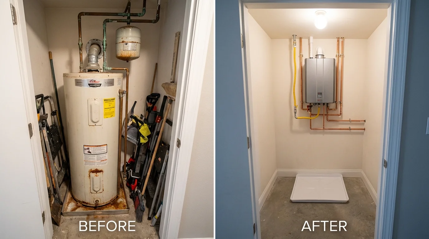 Tank water heater versus wall-mounted tankless unit comparison for Jordan, MT homeowners